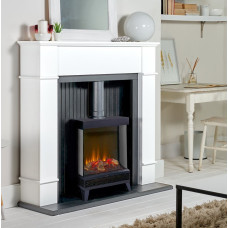 Adam Oxford Stove Fireplace in Pure White with Electric glass Stove in Black, 48 Inch