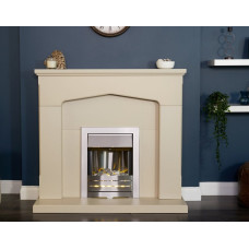 Adam Cotswold Fireplace in Stone Effect with Helios Electric Fire in Brushed Steel, 48 Inch