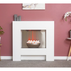 Adam Cubist Electric Fireplace Suite in White, 36 Inch