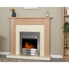Adam Southwold Fireplace in Oak & Cream with Colorado Electric Fire in Brushed Steel, 43 Inch