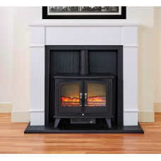 WHITE ELECTRIC STOVE FIREPLACE